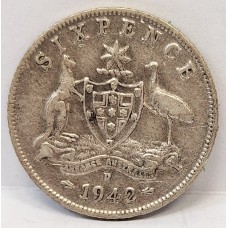 AUSTRALIA 1942 D . SIXPENCE AUSTRALIA 1942 D . SIXPENCE